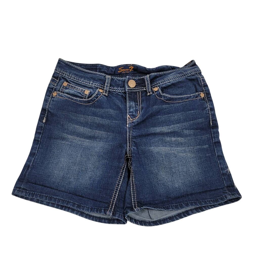 Seven7 Whiskering Lightly Distressed Embroidered Denim Jean Women's Shorts 4